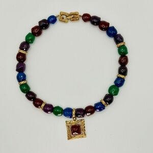 Vintage GIVENCHY Statement Beaded Necklace, Signed